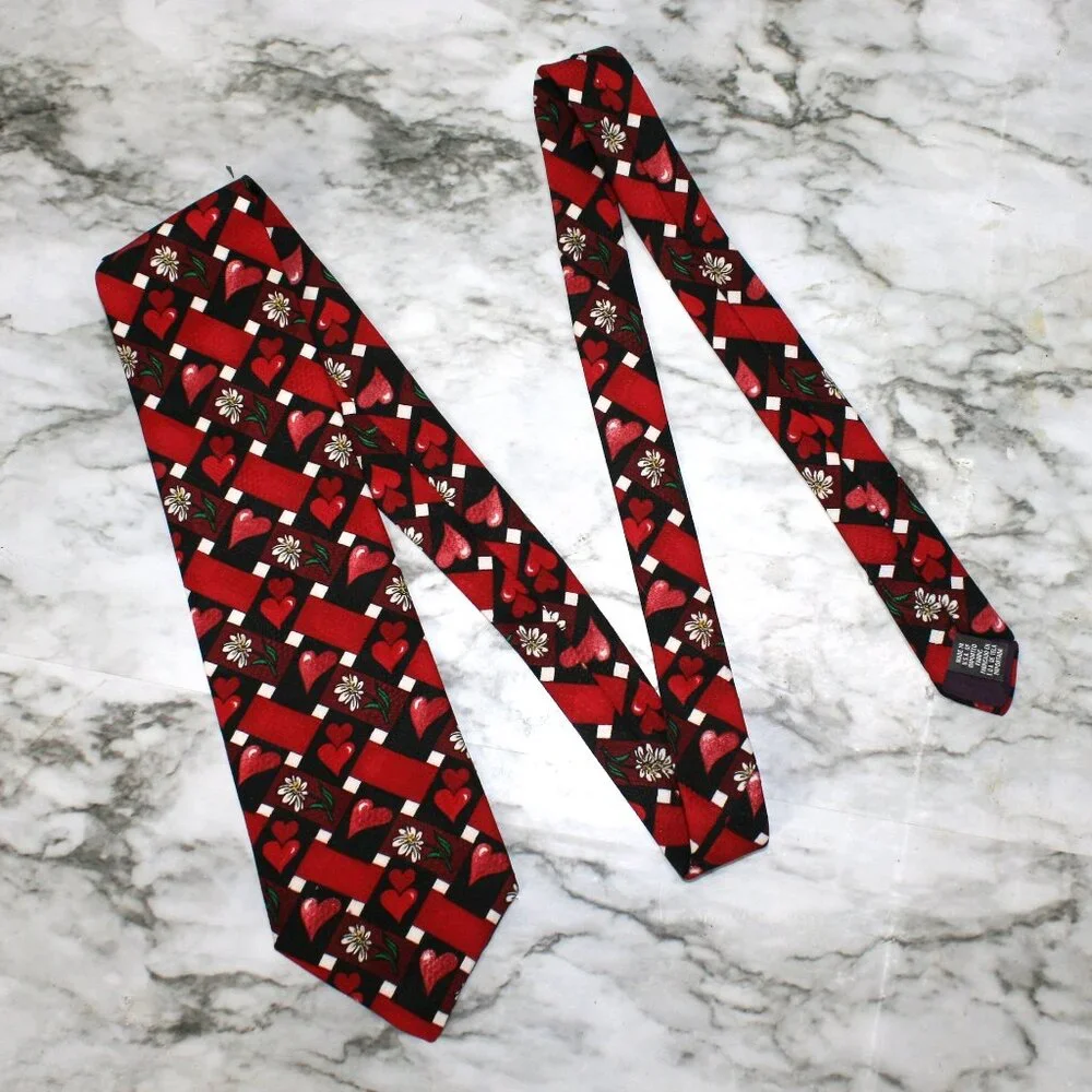 REQUIREMENTS Necktie Valentine's Day Hearts Floral Love Red Neck Tie Neckwear